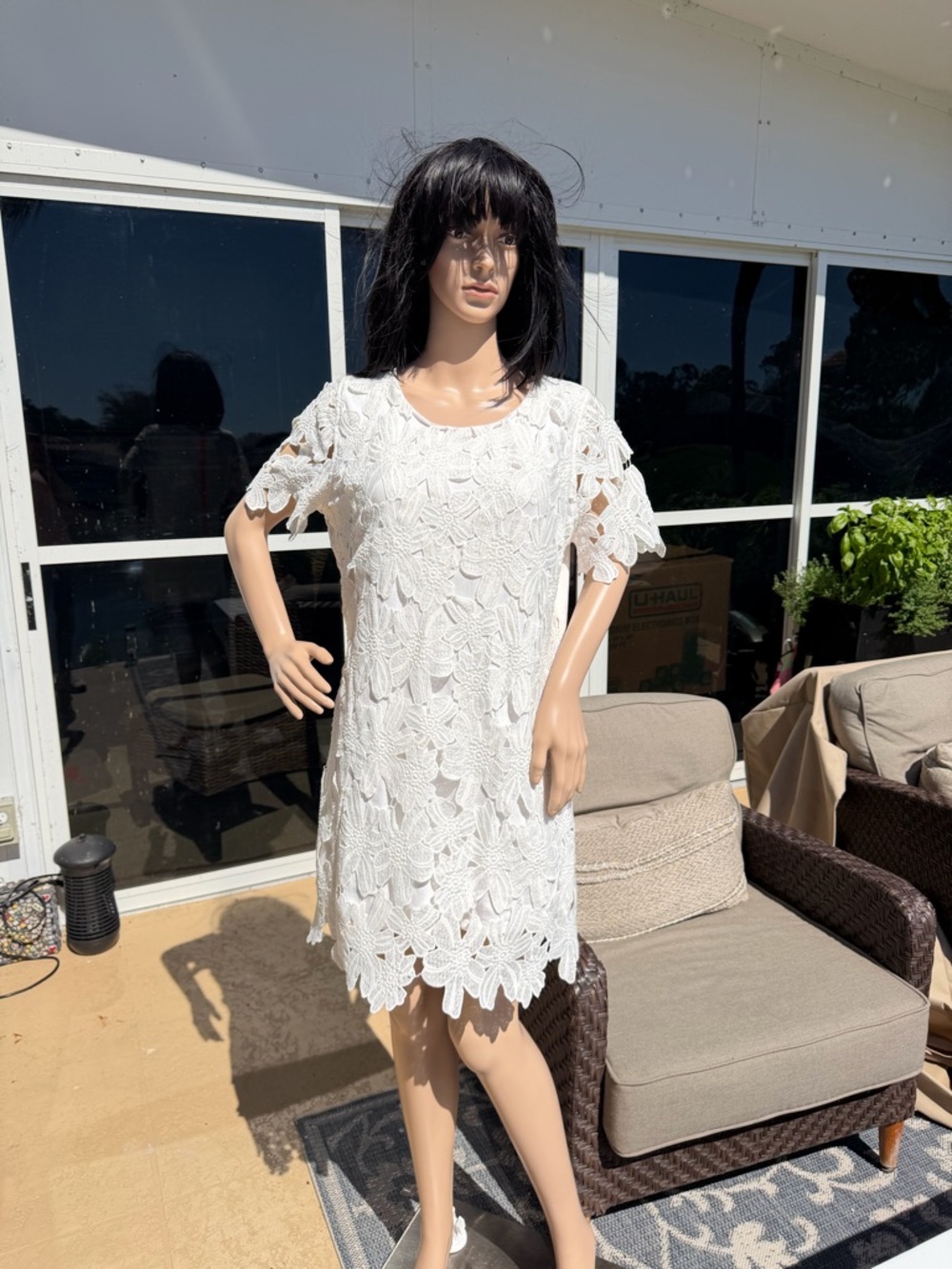 J.O.A. White Crochet Lace Shift Mini Dress